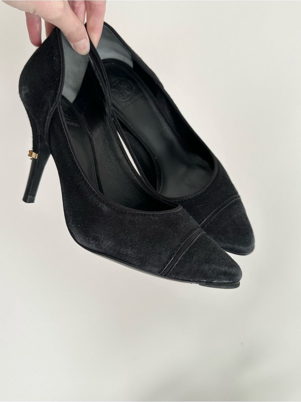Tory Burch Black Suede Pointed-Toe Stiletto Pumps